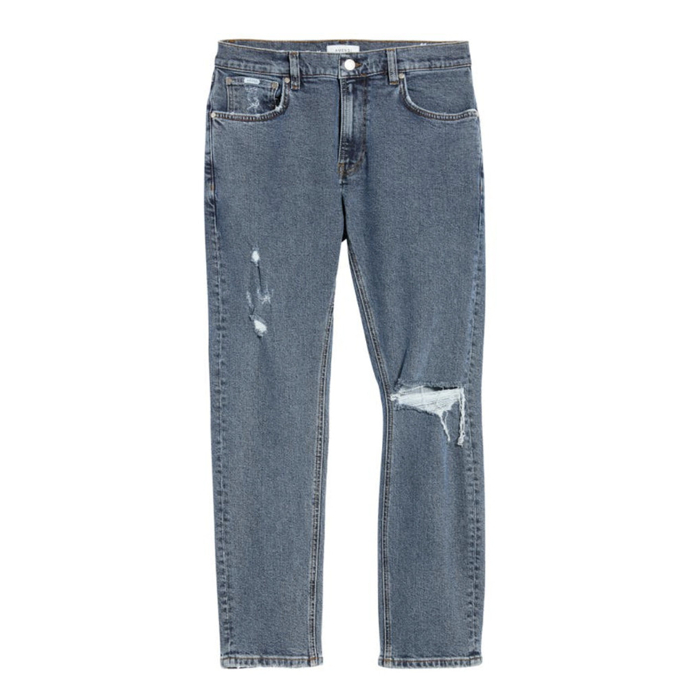 AMENDI Lars Ripped Tapered Slim Fit Jeans In Broken Blue